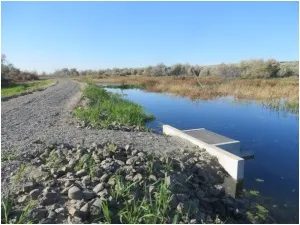 Mesa Lake Project after restoration, showing new dike and water control structure